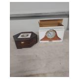 Decorative Wood Box with Mantel Clock