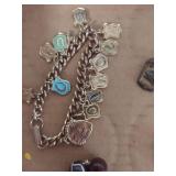 Charm Bracelet with Brown Glass Bead Necklace