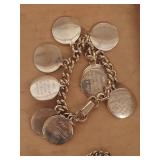 Charm Bracelet with Brown Glass Bead Necklace