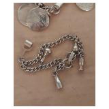 Charm Bracelet with Brown Glass Bead Necklace