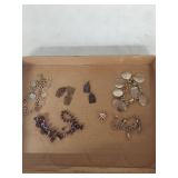 Charm Bracelet with Brown Glass Bead Necklace