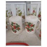 Strawberry Pattern Glassware and Serving Set