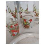 Strawberry Pattern Glassware and Serving Set