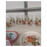 Strawberry Pattern Glassware and Serving Set