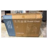 Sweetcrispy Office Reception Guest Chair No Wheels Single chair Leather Stationary Waiting Room Chairs with Padded Arms for Elderly Desk Conference Room Lobby Table Side Salon, Inky - Retail: $0