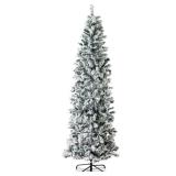 Best Choice Products 9ft Snow Flocked Artificial Pencil Christmas Tree Holiday Decoration w/ Metal Stand - Retail: $179