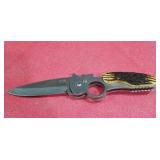 Stainless Steel Folding Knife with Imitation Stag Handle