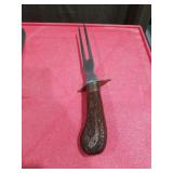 Vintage Indian Carving Set - With Wood and Brass Locking Sheath Fork & Knife