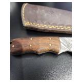 Handcrafted Damascus Steel Knife with Leather Sheath