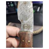 Handcrafted Damascus Steel Knife with Leather Sheath