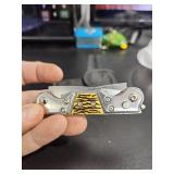USA Super Knife with Yellow Tiger Pattern Handle
