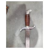 Military Style Sword with Leather Scabbard