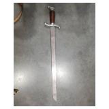 Military Style Sword with Leather Scabbard