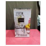 Glass Beverage Dispenser with Stand and Chalkboard Tag
