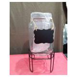 Glass Beverage Dispenser with Stand and Chalkboard Tag