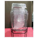 Glass Beverage Dispenser with Stand and Chalkboard Tag