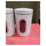 Marble Pattern Kitchen Canisters with Window