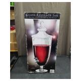2 Gallon Glass Beverage Dispenser with Etched Pattern