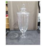 2 Gallon Glass Beverage Dispenser with Etched Pattern