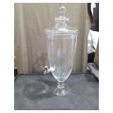 2 Gallon Glass Beverage Dispenser with Etched Pattern