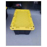 38 Gal. Tough Storage Tote in Black with Yellow Lid