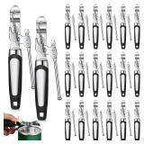 Gisafai 20 Pcs Can Opener Manual Bulk Smooth Edge with Sharp Blade and Soft Non Slip Grip Handle Heavy Duty Handheld Safety Can Opener, Black and Silver