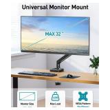 Single Monitor Arm Desk Mount Fits 13 to 32 inch Computer Screens, Holds 4.4 to 22lbs Display VESA Mount, Adjustable Monitor Stand with Clamp/Grommet Mounting Base, 75/100mm Bracket, Black, Freelift