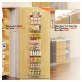 Hocookeper 10 Tier Over the Door Pantry Organizer, Over the Door Spice Rack with Adjustable Baskets, Metal Hanging Door Pantry Organizers and Storage for Kitchen Bathroom Bedroom, White