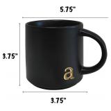 COLLECTIVE HOME - Black Monogram Ceramic Mugs, 15 oz Golden Initial Coffee Cups, Elegant Alphabet Tea Mugs, Personalized Halloween Mug with Gift Box, Perfect for Office and Home DÃ©cor (a)