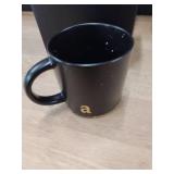 COLLECTIVE HOME - Black Monogram Ceramic Mugs, 15 oz Golden Initial Coffee Cups, Elegant Alphabet Tea Mugs, Personalized Halloween Mug with Gift Box, Perfect for Office and Home DÃ©cor (a)