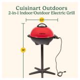 Cuisinart Indoor/Outdoor Electric Grill, 2-in-1 Portable BBQ with Nonstick Cooking Surface, Electric Grill Outdoor with Adjustable Heat, Stand/Tabletop Options for Cookouts, Barbecues, Small Spaces