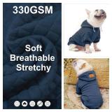 BEAUTYZOO Small Dog Hoodie Sweater with Pockets, Dog Clothes for Small Medium Dogs Boy Girl, Waffle-Like Laminated Cotton Pet Coats with Hat and Leash Hole, Navy Blue ML