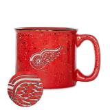 Rico Industries NHL Hockey Detroit Red Wings Red Speckle 12oz Laser Engraved Campfire Mug
