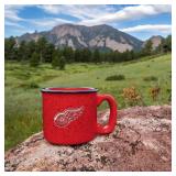 Rico Industries NHL Hockey Detroit Red Wings Red Speckle 12oz Laser Engraved Campfire Mug