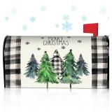 Blosssound Christmas Mailbox Cover Magnetic Standard Size 21 x 19 Inch, Winter Mailbox Cover Xmas Tree Decorative Post Letter Box Decor for Garden Yard Outdoor(Merry)