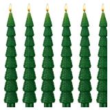 MTLEE Christmas Tree Shaped Taper Candles 10 Inch Unscented Christmas Tree Candles Decorative Aesthetic Xmas Relaxation Gifts for Centerpiece Decorations(Elegant,Green,6 Pcs)