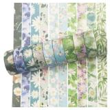 YUBBAEX 10 Rolls Spring Flowers Washi Tape Set Masking Decorative Tapes (Cold Tone)