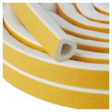 QDiShi White D-Shape Weather Stripping Seal Strip 20FT Door Window Gap Filler Insulation Trim for Exterior Door Frame, Self-Adhesive Backing Seals Large Gap (from 5/16 to 15/32 inch)