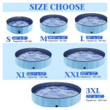 Eooqi Foldable Dog Pool, Portable Pet Bath Tub and Kiddie Swimming Pool, Collapsible Bathtub for Puppies, Small, Medium and Large Dogs, Cats and Kids, 55 x 12 in, Blue