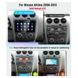 [4G+64G] Car Radio for Nissan Altima 2008-2012 with Wireless CarPlay Android Auto,9 NCH IPS Touch Screen Android 13 GPS WiFi Bluetooth DSP Audio HD Backup Camera (Manual A/C)