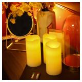 H-BLOSSOM Flameless Candles Battery Operated Real Wax Pillar LED Candles with 10 Key Remote Control Cycling 24 Hours Timer Set of 6 (3\" x 6\" Remote)