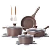 SENSARTE Nonstick Cookware Set 13-Piece, Healthy Pots and Pans Set Kitchen Cooking Set with Stay-Cool Handles, Silicone Utensils and Pot Protectors, PFOA Free