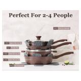 SENSARTE Nonstick Cookware Set 13-Piece, Healthy Pots and Pans Set Kitchen Cooking Set with Stay-Cool Handles, Silicone Utensils and Pot Protectors, PFOA Free