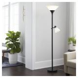 Mother Daughter Torchiere Floor Lamp Black with Glass Shade - Thresholdâ¢: Metal Body, ETL Listed, Dimmable