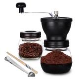 PARACITY Manual Coffee Bean Grinder with Ceramic Burr, Hand Coffee Grinder Mill Small with 2 Glass Jars( 11OZ per Jar) Stainless Steel Handle for Drip Coffee, Espresso, French Press, Turkish Brew