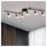 Bojim 6 Light LED Track Lighting Kit, Ceiling Spot Lighting with Adjustable Light Heads & Foldable Light Arms, Matte Black Kitchen Track Lighting (GU10 Socket, Bulbs Not Included)