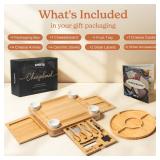 SMIRLY Charcuterie Boards Set - Large Bamboo Cheese Board Set - House Warming Gifts New Home, Wedding Gift for Couple, Bridal Shower Gift, Birthday Gifts for Women. One of the cups is broken