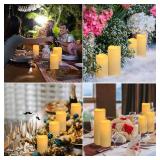 YOROXRG Set of 24 Waterproof Outdoor Flameless Candles, LED Candles with 4 Remote and Timer,(H 4\" 5\" 6\" x D 2.2\"),for Christmas,Halloween,Wedding,Festival