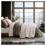 EverGrace Ultra Soft Luxury Fluffy Faux Rabbit Fur Throw Blanket, Thick Warm Bubble Throw for Bed, Cozy Plush Reversible Blankets for Couch, Chair, Sofa, Ivory White, 50x60 Inches