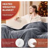 Homemate Heated Weighted Blanket for Adults - 50\"x60\" 12lbs Electric Throw Fast Heating Heavy Blanket 1/2/4/6/8 Hour Auto Off 10 Heat Levels Over-Heat Protection Comfortable Flannel Sherpa